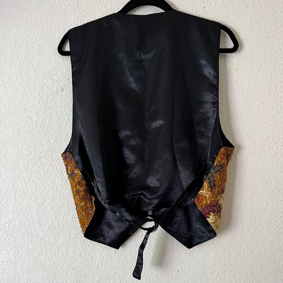 Vintage Bali Chic Beaded Batik Vest Medium Indonesian Top Embellished Boho Artsy - Picture 2 of 7